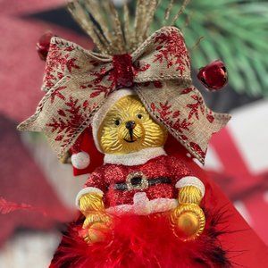 Christmas Teddy Bear Headband - Christmas Top hat|